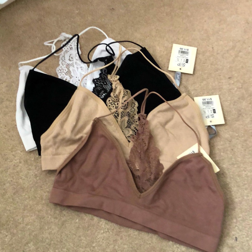 4-Pack Bralettes, multicolor, size S